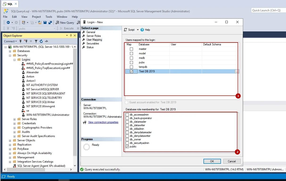 Using system sql. Sql 2019 бд. sql server интерфейс. создание пользователя sql.