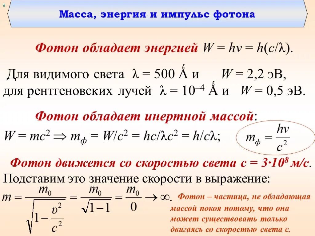 Скорость света в эв. Энергия масса и Импульс фотона. Формула для нахождения импульса фотона. Длина волны фотона формула. Что такое Фотон. Энергия, масса и Импульс фотона..