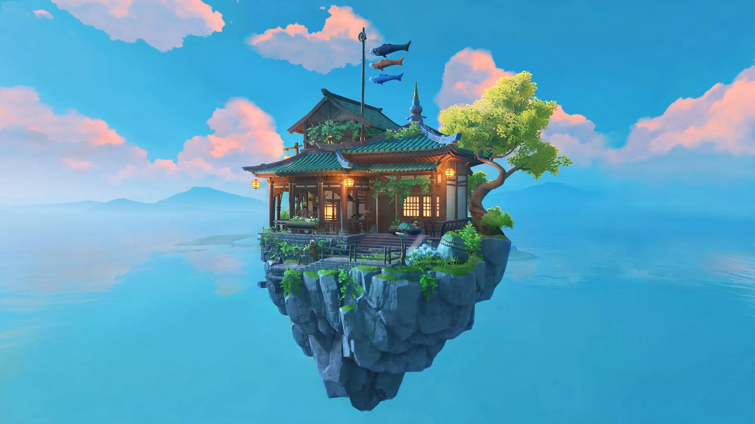 Floating island. Floating Island pixiv. Плавучая обитель. MADGENTIK Floating Island.