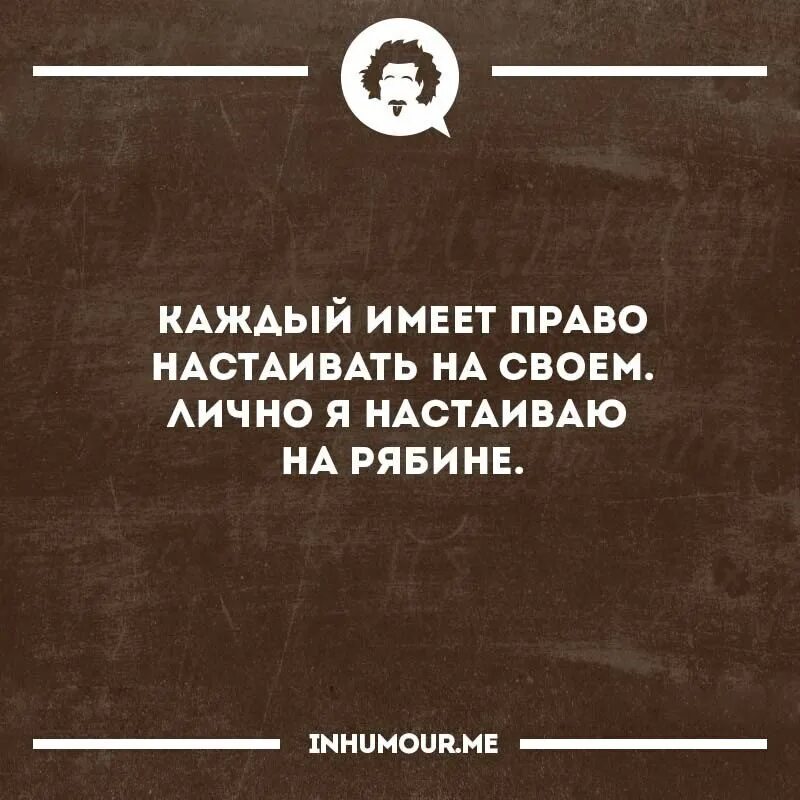 Каждый имеет право быть собой. Каждый имеет право настаивать на своем. Каждый вправе настаивать на своем. Интеллектуальный юмор в картинках. Кажды имеет право настаиать на своем личноя настаиваю на рябине.