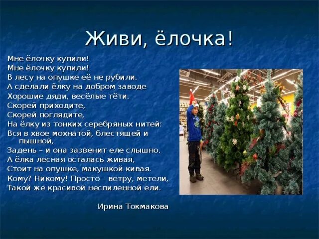 Рубленный стих. Елочка живи стих. Живи елочка Токмакова. Мне елочку купили. Стих не рубите елочку.