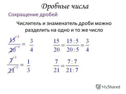 Обыкновенная дробь в сокращенном виде