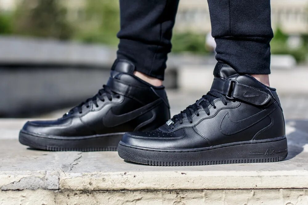 Nike Air Force 1 Mid Black. Nike Air Force 1 черные. Nike 315123-001. Nike Air Force 1 Mid 07.