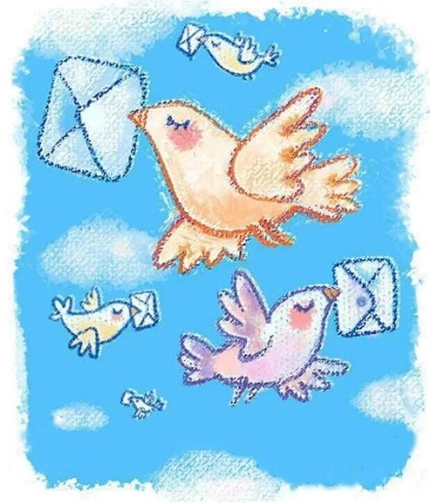 Добрые письма. ДОБРОПОЧТА открытки. Письмо добра. Птица с конвертом.