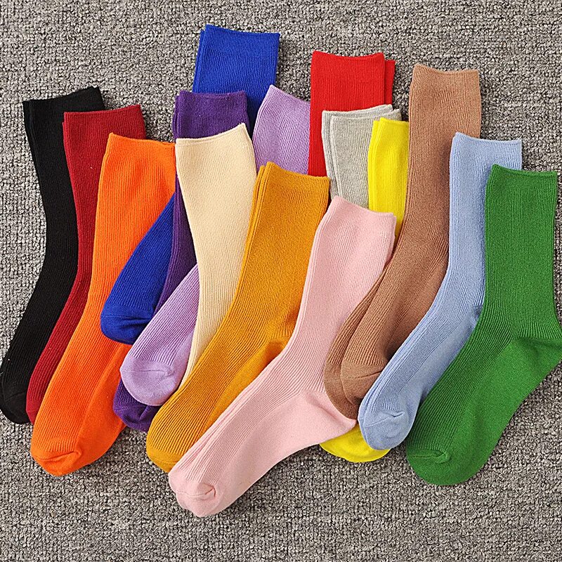 Носки женские. Хлопчатобумажные носки. Носки однотонные. Цветные носки.