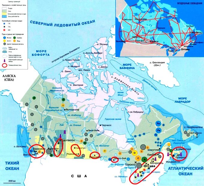 Промышленные центры Канады на карте. Природные ресурсы Канады карта. Промышленность Канады карта. Карта хозяйственной деятельности Канады.