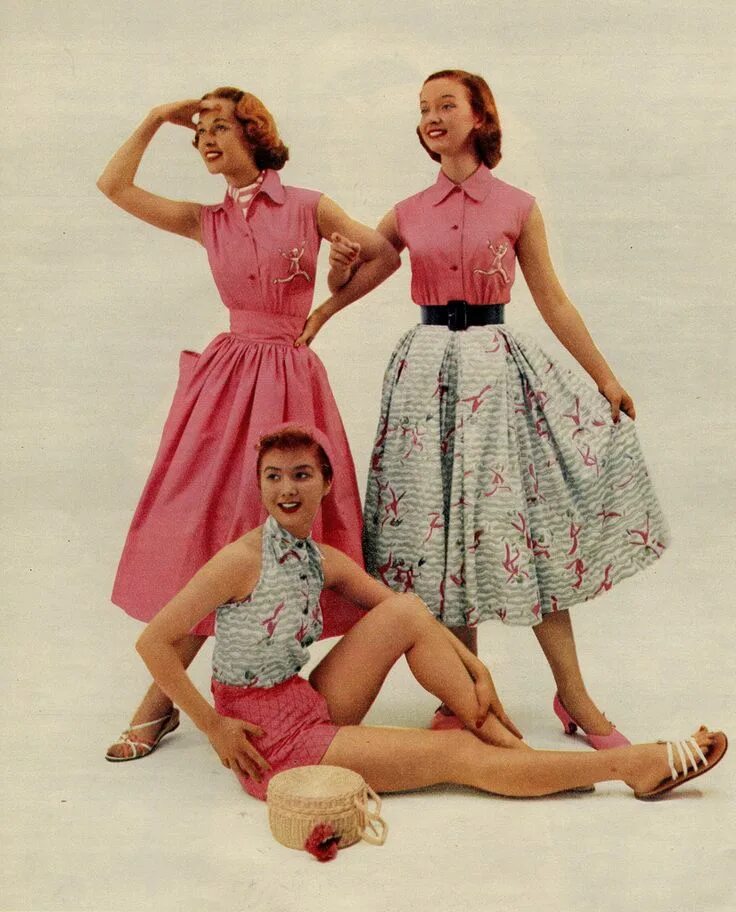 Три пятидесятых. Мода 1950. мода пятидесятых. мода 50-х годов. летняя мода 1950 дети.