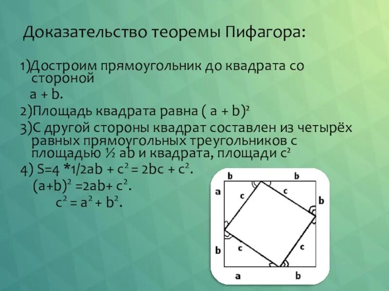 Доказательство теоремы Пифагора кратко. 1. Теорема Пифагора. Доказательство.. Доказательство теоремы Пифагора Пифагором. 1.Доказать теорему Пифагора.. Сторона квадрата равна 4 корень 3