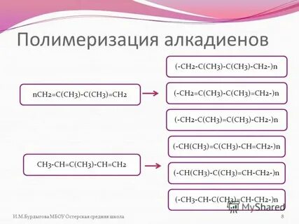 Реакция полимеризации алкадиенов