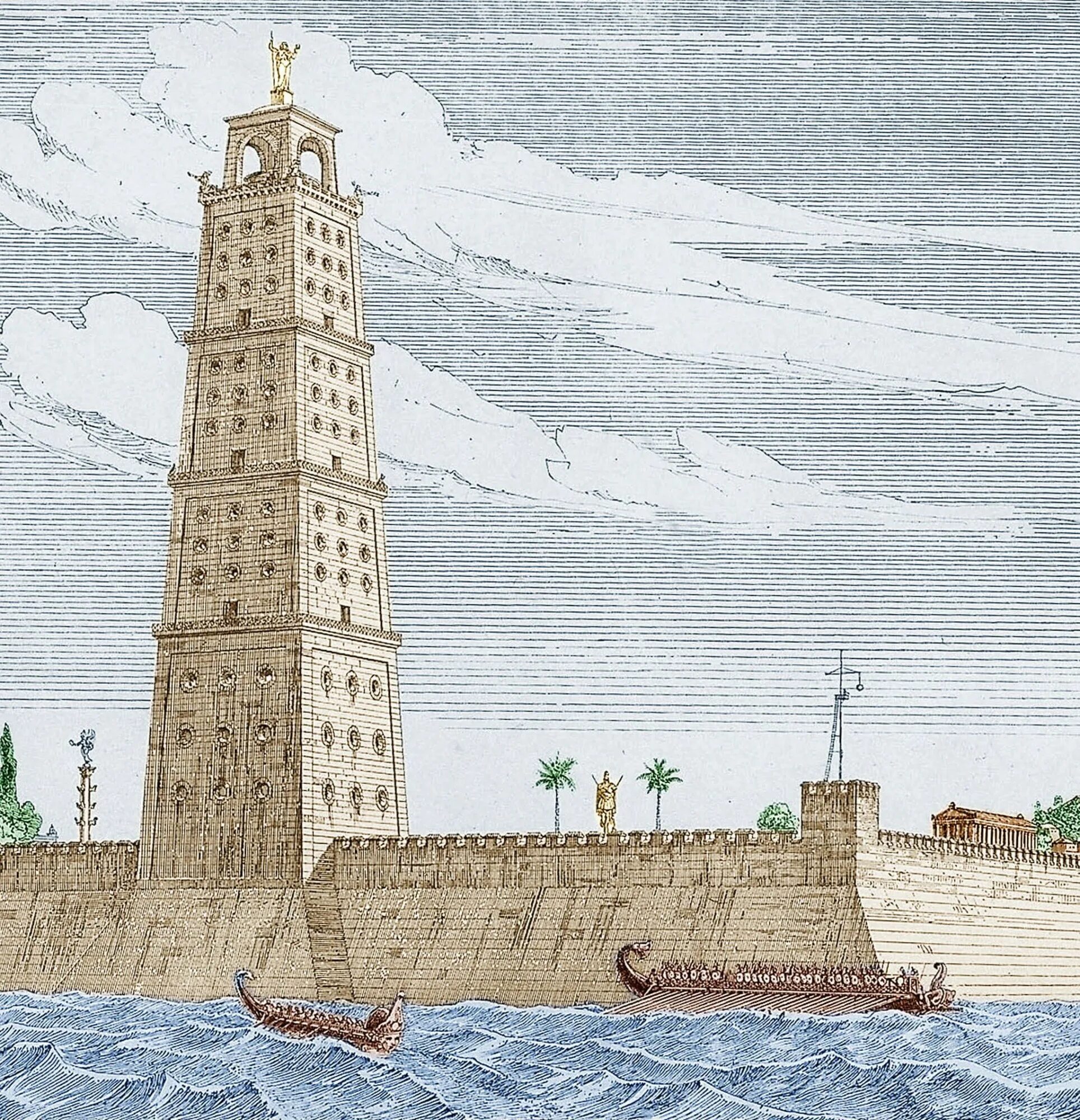 Древняя александрия маяк. Фарос, маяк александрийский (египет).. фаросский маяк в александрии. фаросский маяк в александрии египетской в древности. фаросский маяк семь чудес света.