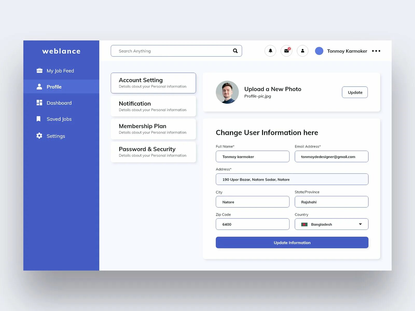 Profile page. Setting. account settings. settings page design. profile settings.