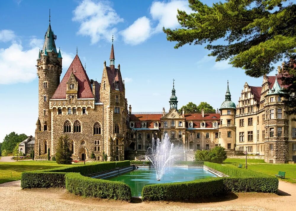 Замок Castle Moszna. Мошненский замок Польша. Puzzle-1500.c-150670 замок, Польша. Пазлы Castorland замок.