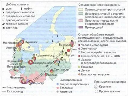 Природные ресурсы европейского севера карта