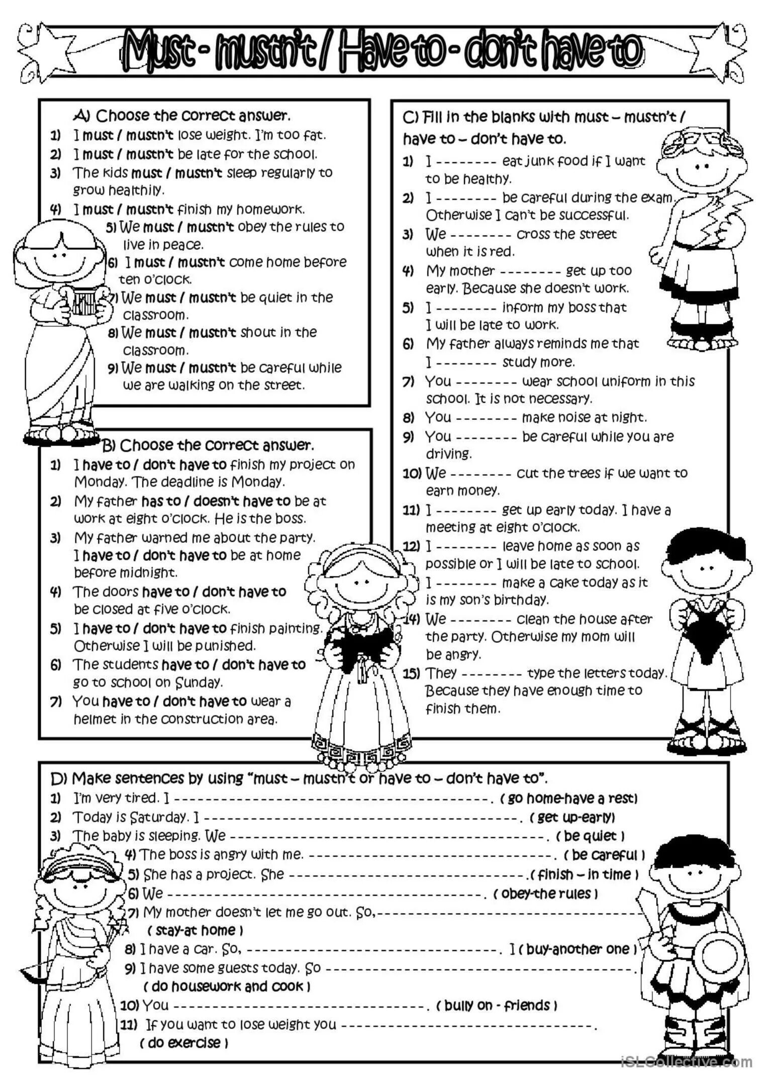 Have to упражнения 6 класс. Must have to упражнения Worksheets. Should dont have to must упражнения. Have to don't have to Worksheets. Have to в английском языке Worksheets.