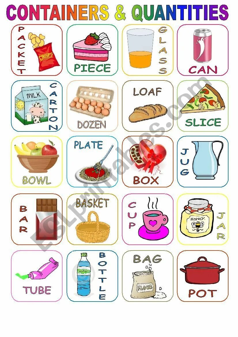 Containers упражнения. Containers упражнения в английском языке. Containers and quantities worksheets. Емкости на английском языке. Упаковки на аролийско.