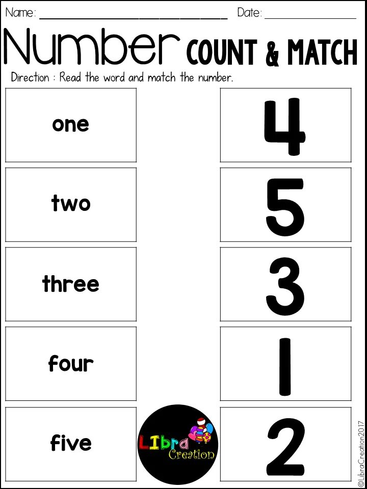 Match the numbers. 1-20 worksheets. count 1 to 5. numbers from 1 to 5.