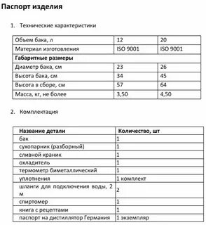 Продукция технические характеристики