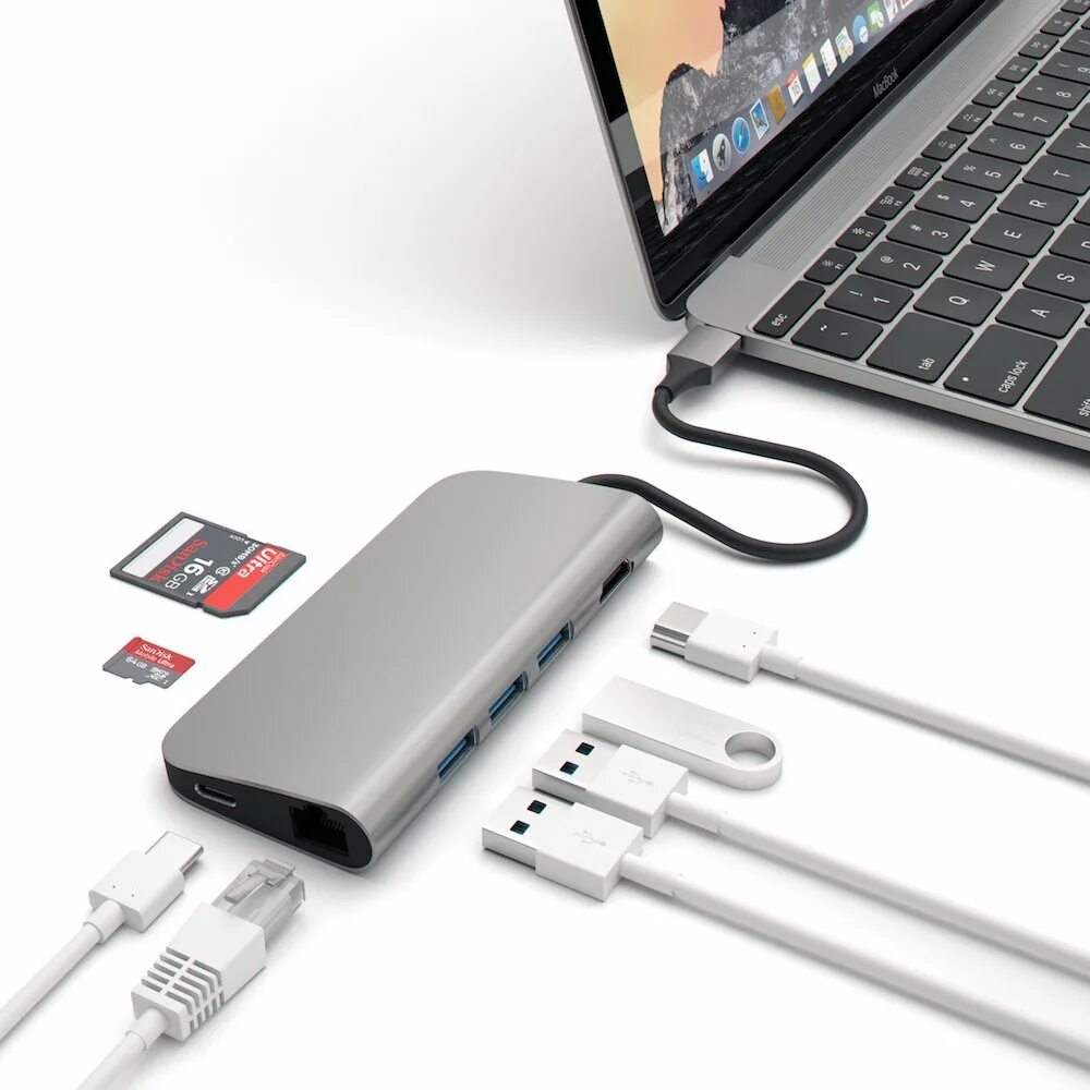 Usb c для macbook. Адаптер Satechi Aluminum Type-c. Satechi Aluminum Type-c 4k. Концентратор Satechi Type-c Multi-Port Adapter 4k with Ethernet v2. Переходник Satechi Aluminum Type-c.