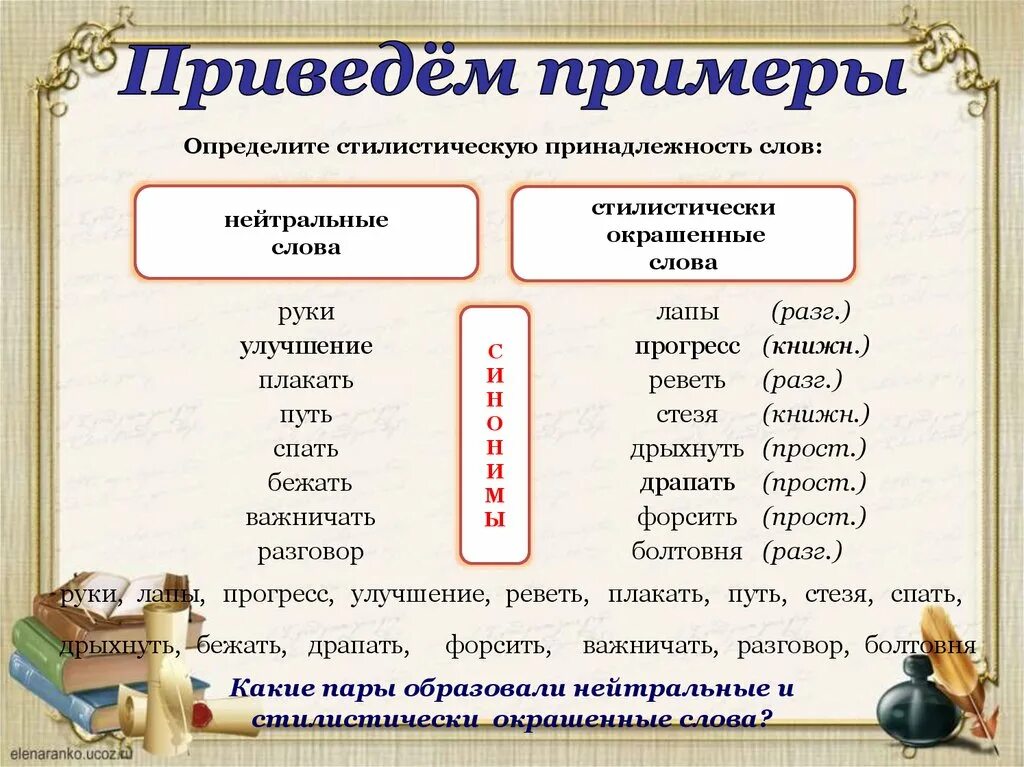 Неспроста стилистическая окраска и синоним. Стилистически окрашенное слово примеры. Стилистическое окрашенное слово это. Стилистическая окраска слова. Примеры стилической окраски.