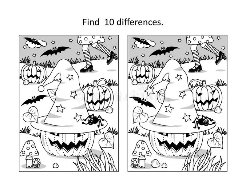 Find the hat. Halloween find differences. Find 10 differences Halloween. Найди 10 отличий. Найди отличия Хэллоуин для детей.