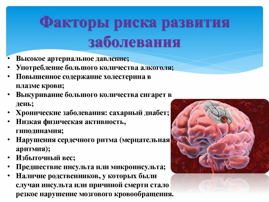 Инсульт вопросы ответы. Факторы риска инсульта головного мозга. Факторы возникновения инсульта. Факторы риска возникновения заболеваний. Факторы риска развития инсульта.