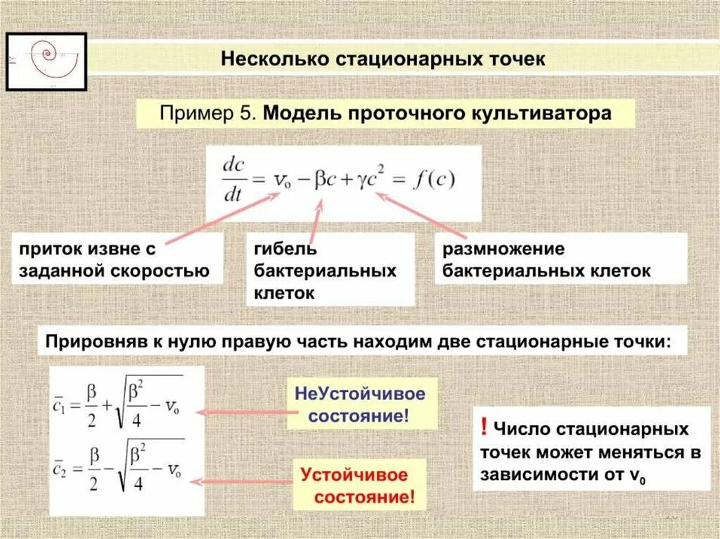 Где находится стационарная. Стационарные точки пример. Кинетика биологических процессов презентация. Кинетика биологических процессов клетки. Модель проточного культиватора.