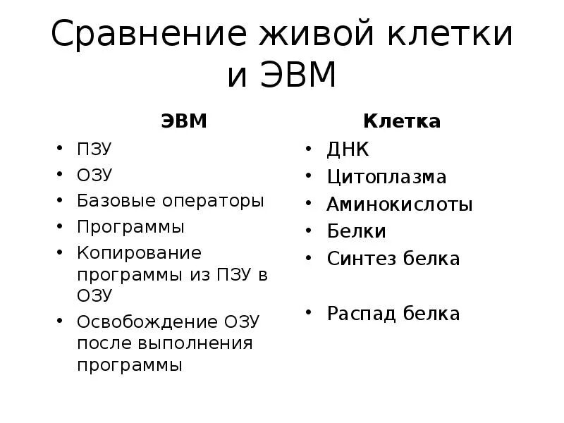 Сходство живых клеток. Сравнение живых клеток. Программирование клеток.