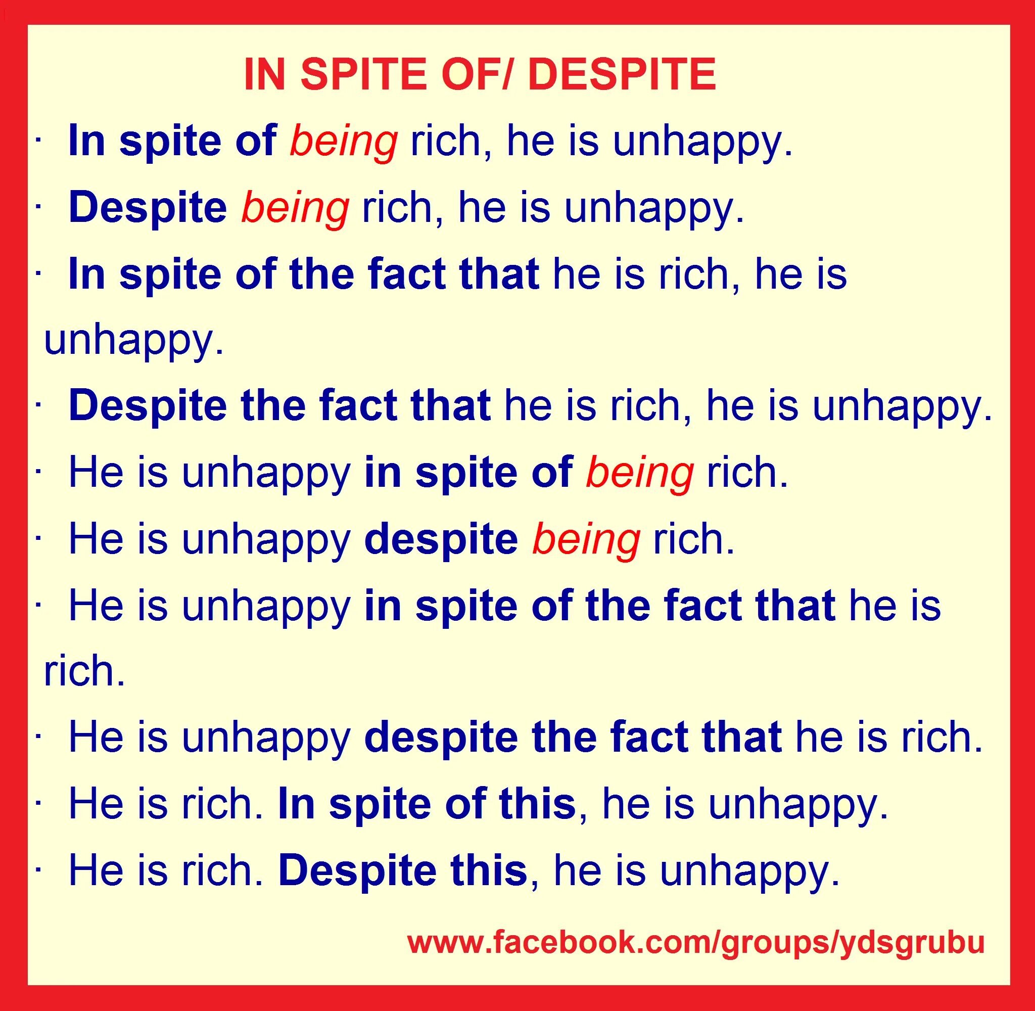 Despite in spite of разница. Предложения с in spite of. Предложения с despite. Despite in spite of the fact разница.