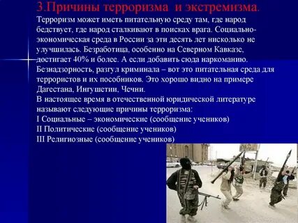 Причины терроризма кратко