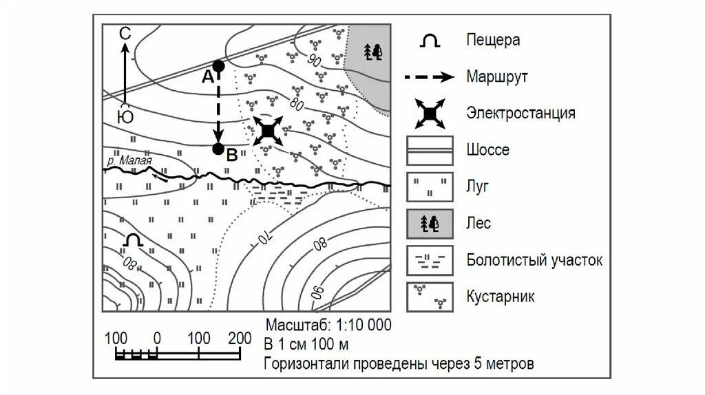 На каком берегу реки малой находится пещера. На каком берегу реки малой находится электростанция. В каком направлении от пещеры расположена электростанция. Пещера на топографической карте. На каком берегу реки кузнецовки находится мельница