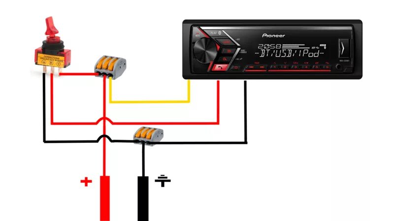 Подключение ти айс. Как правильно подключить автомагнитолу через аккумулятор. Схема подключения автомагнитолы через кнопку. Схема подключения магнитолы через кнопку. Схема подключения антенны к магнитоле ВАЗ.