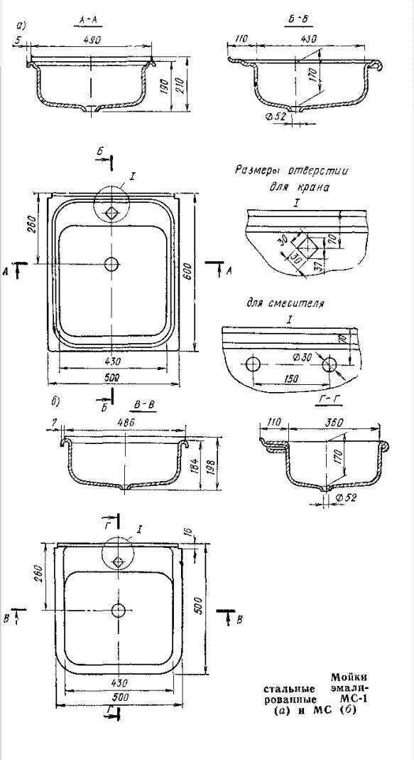 Размер отверстия раковины. Мойка эмалированная 500х500 чертеж. Мойка стальная эмалированная ГОСТ 23695-2016. Мойки стальные эмалированные 500х600. Раковина стальная эмалированная РСТО-2.