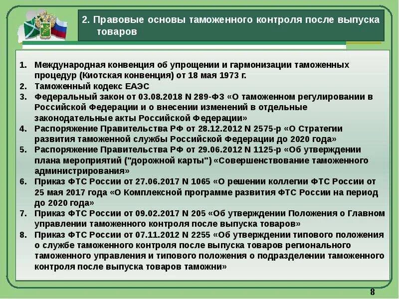Внесение изменений после выпуска товаров