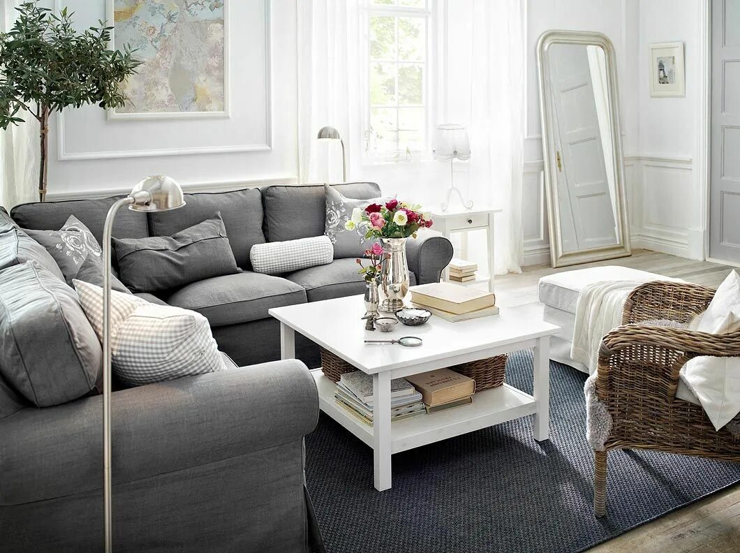The tables next to the sofa