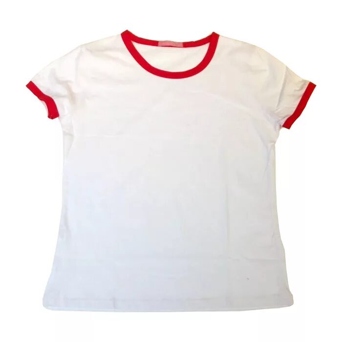 Белая майка с красными рукавами. Футболка сублимационная. Футболка с окантовкой. Белая футболка с цветными рукавами.