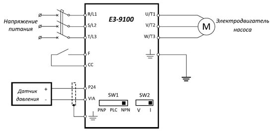 Частотный преобразователь 9100 схема. Датчик давления Пд 100 схема включения. Преобразователь частоты ei-9011 схема подключения. Схема подключения датчика давления к частотному преобразователю. Настройка пч