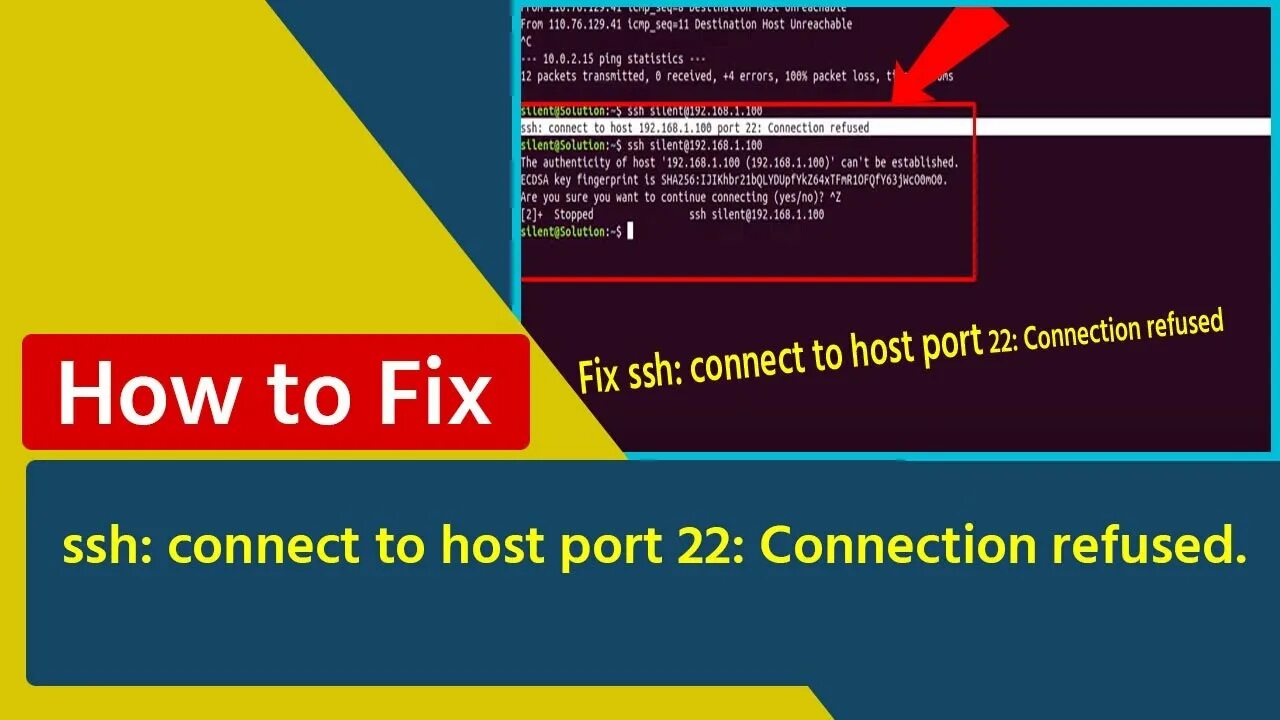 Port 22 connection refused. SSH connect. Host Port. Connection_refused , -102. Host to host connection.