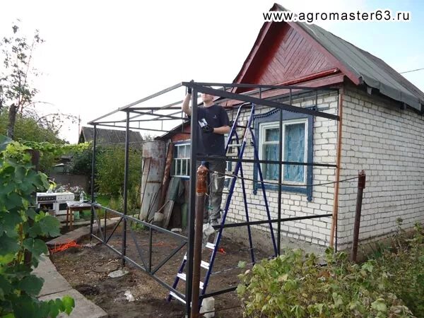 Пристрой из трубы своими руками. Металлическая пристройка. веранда из профильной трубы. пристройка из профильной трубы. каркас веранды из профильной трубы.