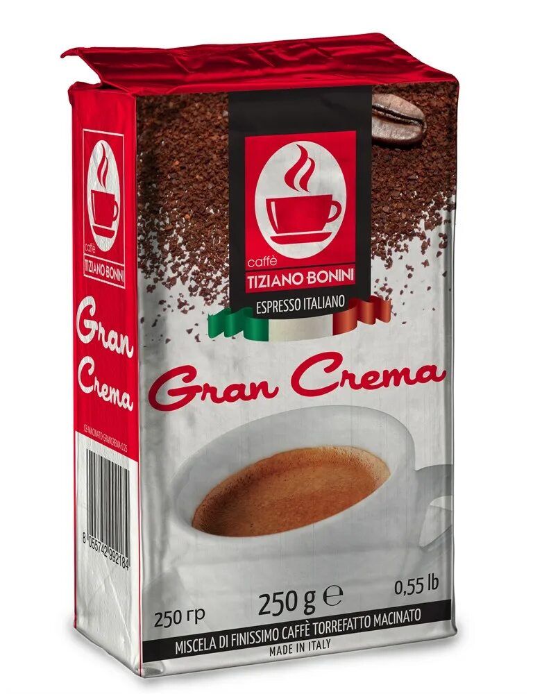 Gran crema. Кофе Caffe Tiziano Bonini. Кофе Tiziano Bonini Gran crema 250гр молотый *2. Caffe Tiziano Bonini ROMA кофе Жар.молотый 250г (20) в/у. Кофе Gran crema esse Caffe.