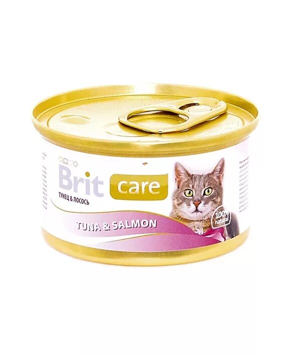 Brit консервы для кошек Tuna Salmon. Брит Care конс. Д/кошек тунец лосось 80г. Brit Care 80г с тунцом. Brit влажный корм для кошек с тунцом. Влажный корм для кошек консервы