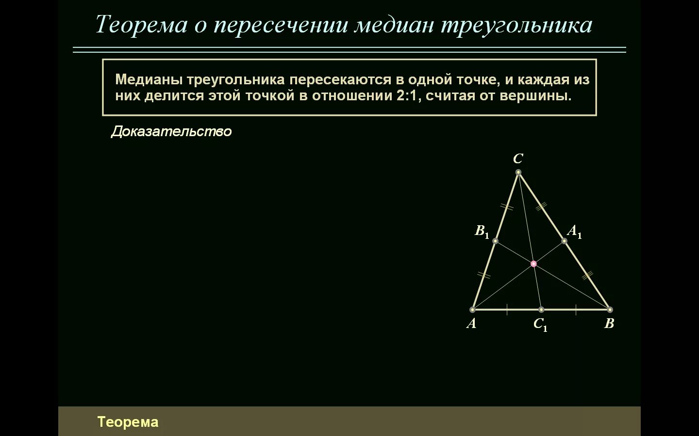 3 свойство медиан треугольника. Теорема о пересечении медиан треугольника. Теорема о пересечении медиан треугольника доказательство. Теорема о медианах треугольника. Теорема Мелиан в треугольнике.