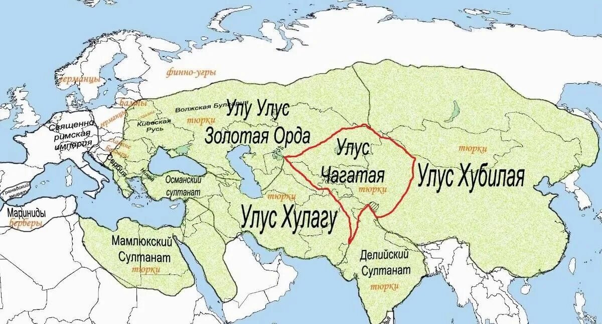 Какие территории входили в состав орды. Золотая Орда -чагатайский улус. Раздел империи Чингисхана карта. Карта Монголии Чингисхана.