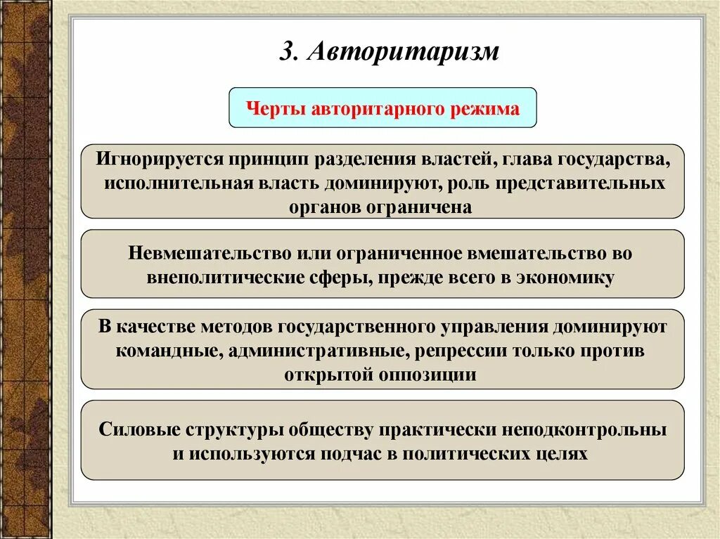 Авторитарный режим отличается. Черты авторитарного режима. характерные черты авторитарного режима. черты авторитаризма. основные черты авторитаризма.