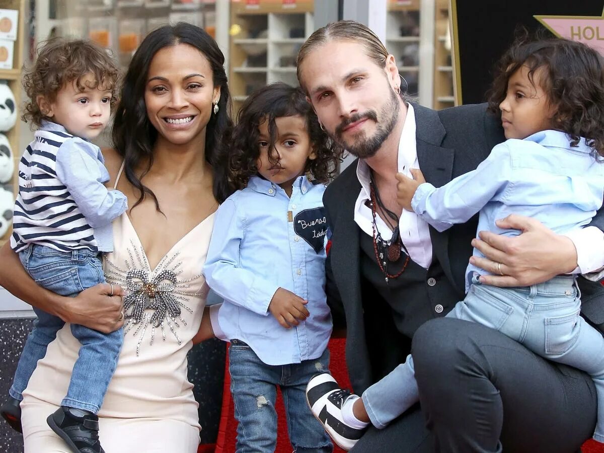 Zoe Saldana wears riding boots as she picks up her twins from daycare Daily Mail