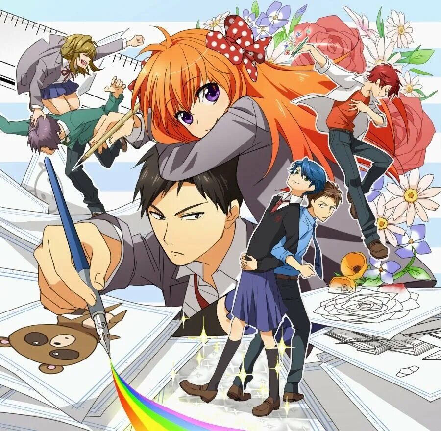 Gekkan shoujo nozaki-kun аниме. Нозаки автор сёдзё-манги аниме. Седзе персонажи. Ежемесячное седзе нозаки. Юдзуки сэо и вакамацу.