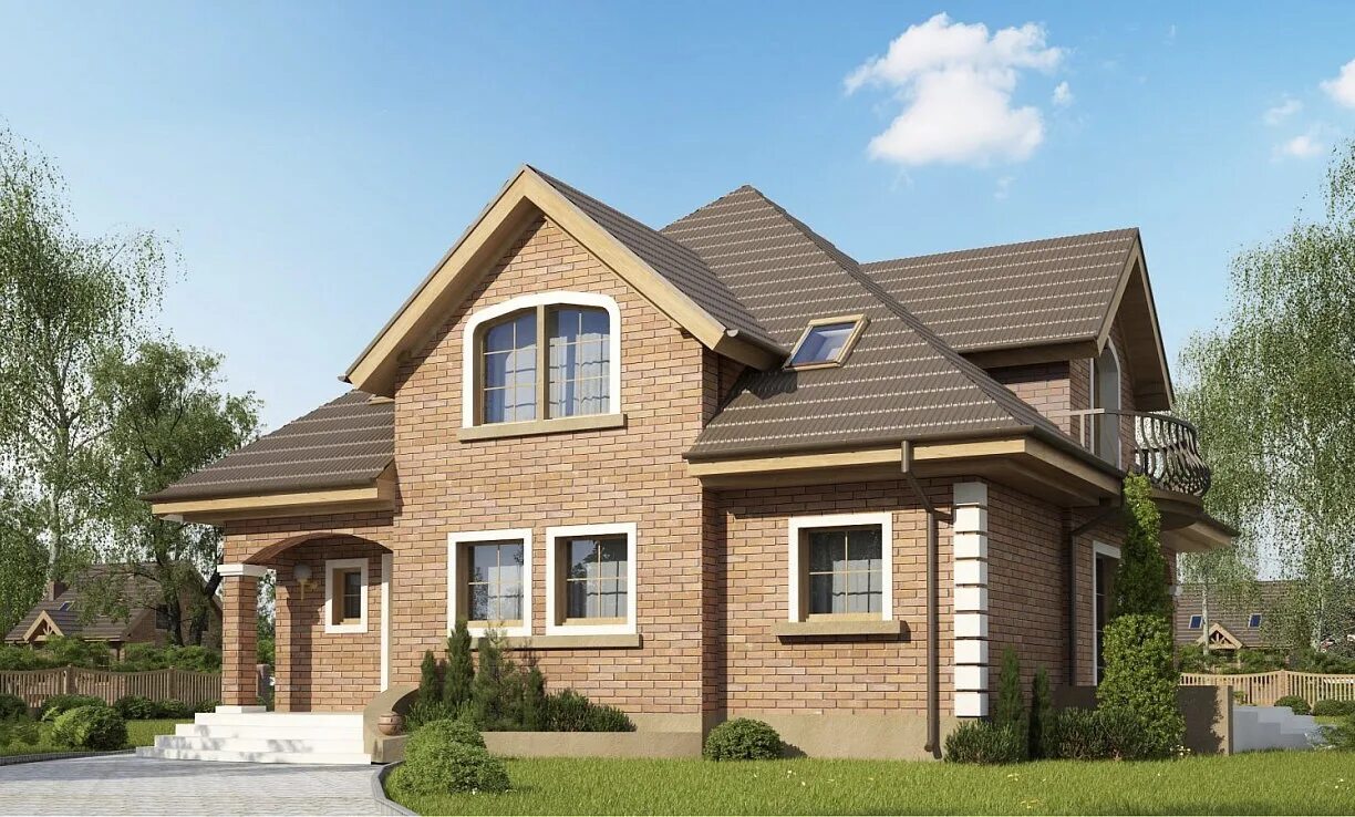 Дом кирпичный готов. Коттедж из светлого кирпича. Фасад проект новация райт 225. Дача из кирпича. Загородный дом.