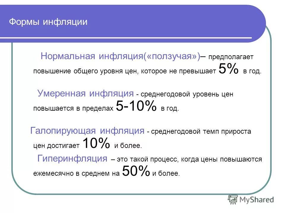 Не превышает 20 процентов. Умеренная инфляция в процентах. Показатели инфляции в экономике. Формы инфляции нормальная. Виды инфляции нормальная.