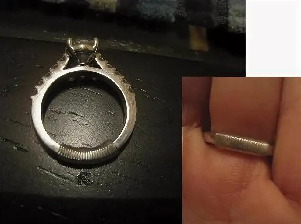Как уменьшить размер золотого кольца. Ring sizer для кольца. уменьшение кольца в размере с камнем. если кольцо велико. серебряная вставка для уменьшения размера кольца.