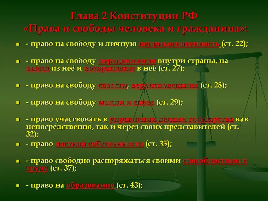 Обязанности человека 2 глава конституции. Закон о правах и Свободах человека.