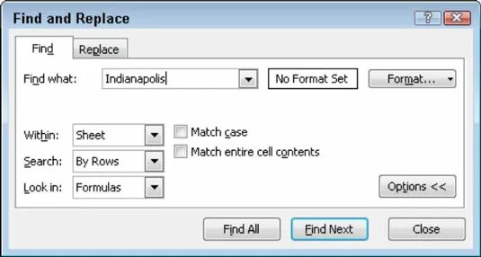 Dialog find